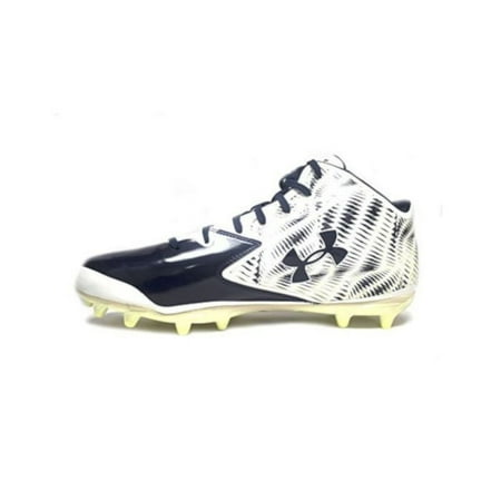 NEW Mens Under Armour Nitro Mid MC Football Cleats White / Midnight Navy Sz 14M