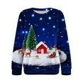 thumbnail image 4 of Christmas Sweatshirts for Women Family Girls Sweatshirt Long-Sleeve Womens Blouses Relaxed Fitness Clothing Blue, 4 of 5