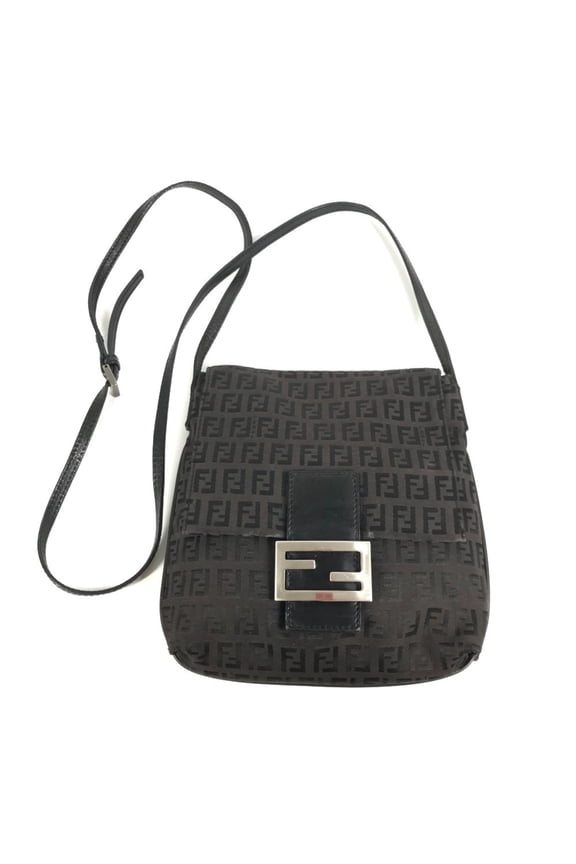 Pre-Owned FENDI Zucchino Logo Bag, Flap Closure, Crossbody Pouch, Shoulder Leather, Canvas,...