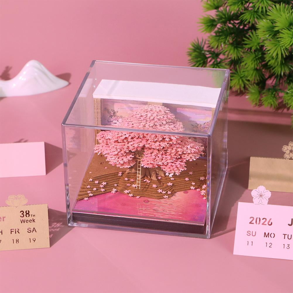 ZOUBAOQ 3D Calendar 2026,3D Time Piece Calendar 2026, Blossom Design 3D Notepad Paper Sculpture Artwork,Exquisite Creative Non Stick Sticky Note DIY Post Notes for Office Home Gifts Ornaments