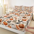 thumbnail image 3 of Manfei Spooky Pumpkin Lantern Fitted Sheet Queen,Magic Witch Pattern Halloween Bedding,3-Piece,1 Fitted Sheet and 2 Pillowcases, 3 of 6