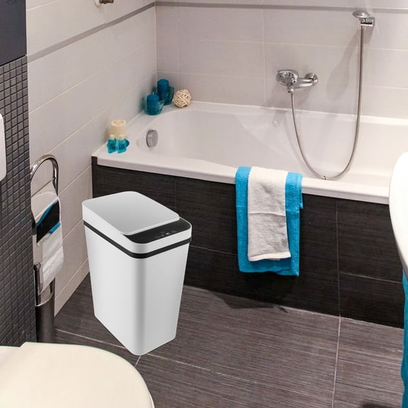 KAKOWELY White Plastic Automatic Flip Odor Blocking Trash Can for Home Use