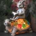 thumbnail image 5 of TERESA'S COLLECTIONS Rabbit Turtle Solar Garden Statue, 9" Resin Outdoor Light, Tortoise Bunny Sculpture for Patio Porch, Gift for Mom Women, 5 of 6