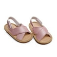 thumbnail image 2 of Aayomet Boys Girls Open Toe Solid Shoes First Walkers Shoes Summer Toddler Flat Sandals Simple Sandal,Pink 6, 2 of 4