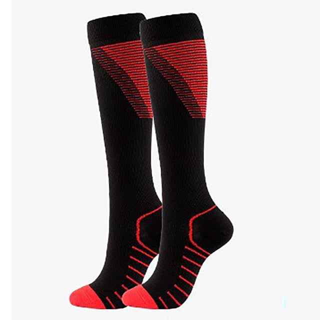Chaussettes de Compression Rouges pour Hommes et Femmes Entraînement Physique Exercice Pression Massage Yoga Chaussettes de Jambe Tissu Nylon Couleur Rouge Taille Moyenne Pied Taille 34-38
