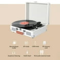 thumbnail image 4 of yeacher Vintage Bluetooth Turntable with HIFI Sound, Portable Record Player for 7/10/12 Inch Vinyls, USB Playback, 33/45/78 RPM, 3.5mm Audio I/O, 10m BT Range, White/Pink/Green/Brown/Black, Compact, 4 of 6