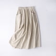 thumbnail image 6 of Bixock Midi Skirt for Women Casual Dresses Elastic Stretch Waist Side Patch Pockets Loose Straight Cut Breathable Summer Daily Street Walking Women Clothings, 6 of 6