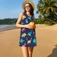 thumbnail image 3 of Defioc Cartoon Dinosaur Pattern Women's Summer Dresses 2025 Beach Casual Sleeveless Tank Loose Sundress Beach Vacation Clothes with Pocket -Medium, 3 of 7