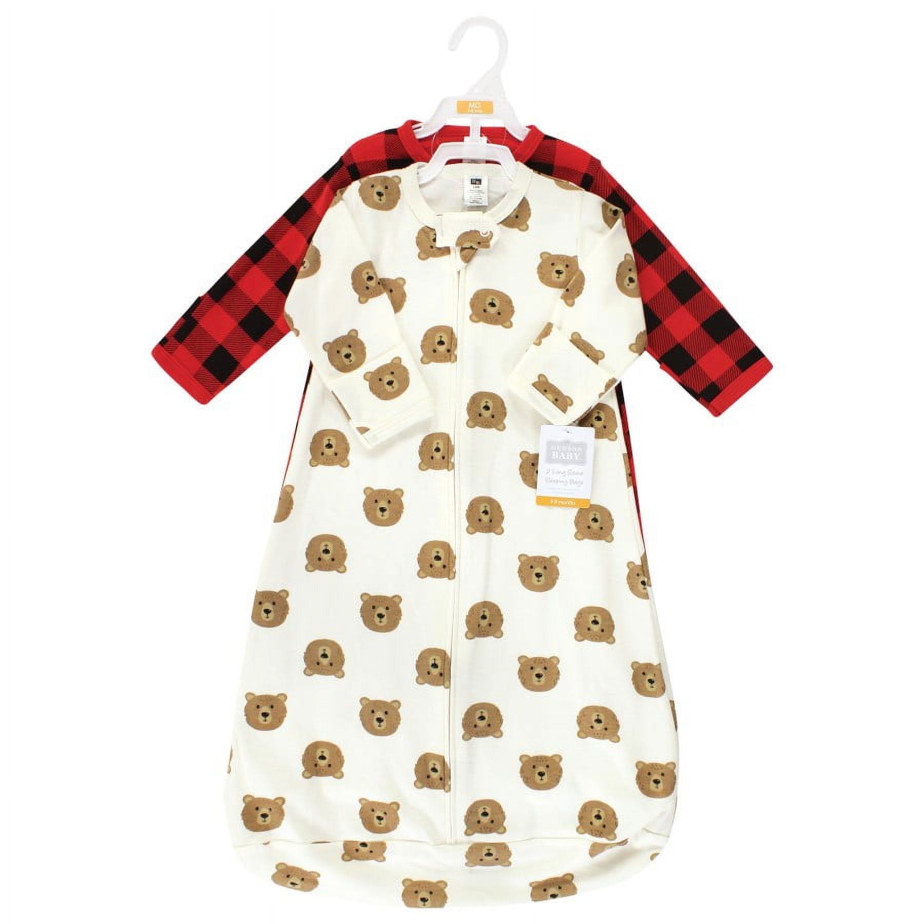 Hudson Baby Cotton Long-Sleeve Wearable Sleeping Bag, Sack, Blanket, Brown Bear Long Sleeve, 18-24 Months