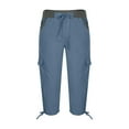 thumbnail image 5 of Wyobmus Men's Capris Pants Long Elastic Cargo Shorts Below Knee Shorts 3/4 Cargo Casual Shorts With Multi-Pockets,S-3XL Sky Blue, 5 of 5