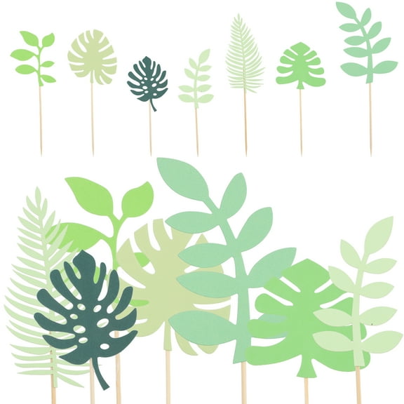 WHAMVOX 35pcs Multi Color Greenery Cupcake Toppers for Cake Decor Ideal for Parties and Birthdays