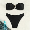 thumbnail image 3 of Swimsuits for Women Solid Color Strapless Backless Gathering Separate Bikini Black Women's Swimwear M, 3 of 3