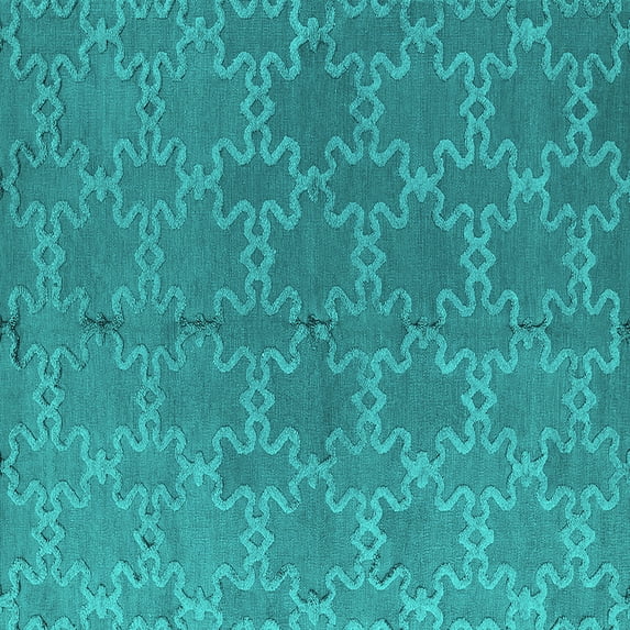 Ahgly Company Machine Washable Indoor Square Oriental Turquoise Blue Industrial Area Rugs, 8' Square