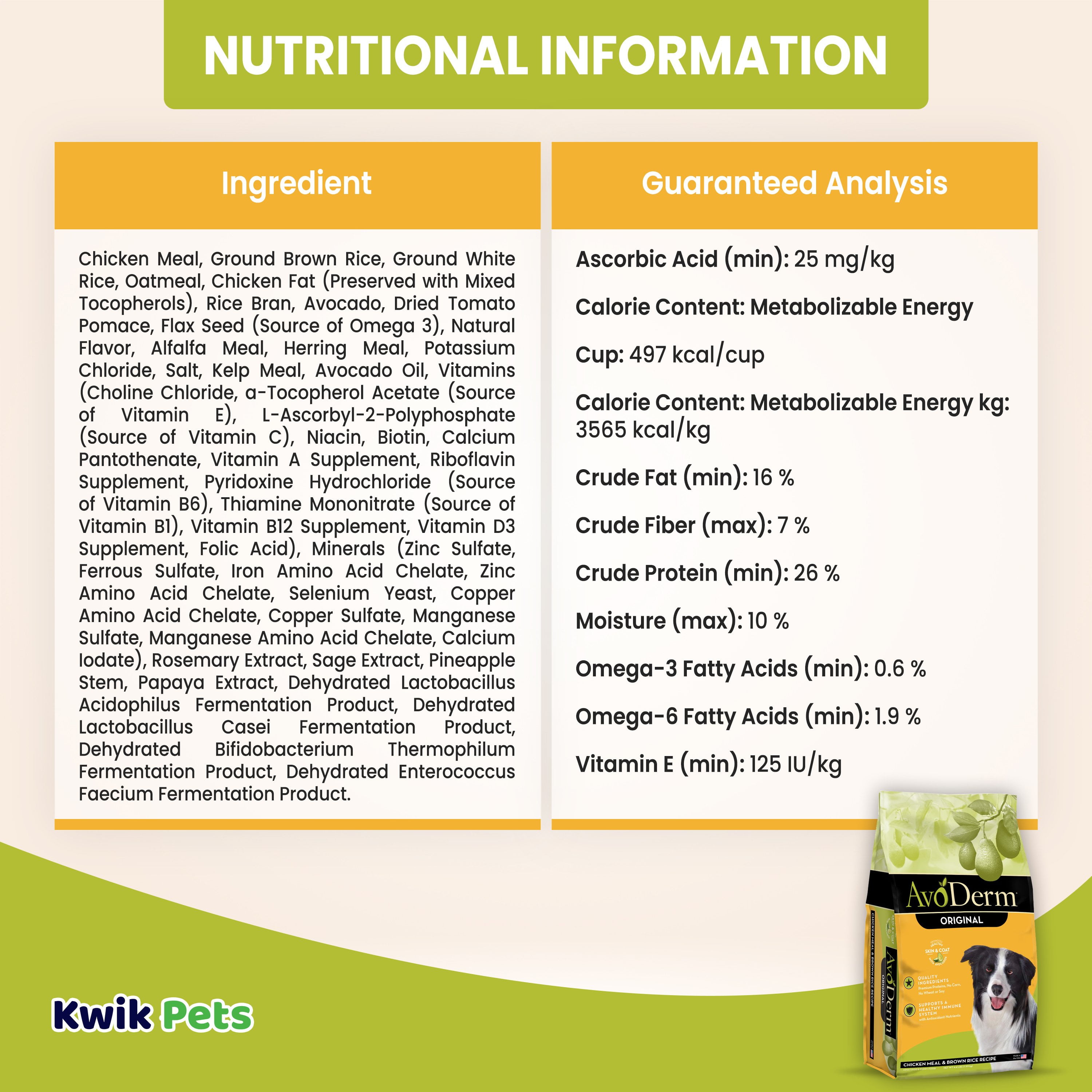AvoDerm Natural Chicken Meal and Brown Rice Formula Weight Control Dog Food, 4.4-Pound