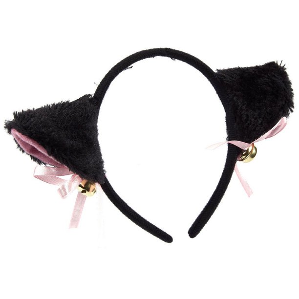 Cat Ears Jingle Bell Headband, Kitty Fluffy Hair Accessories for Girls