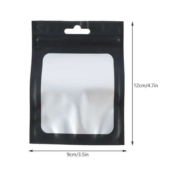 DEBGFS 150 Pcs Sacs en Aluminium Hermétiques Fermeture à Glissière Seal pour Emballage en Aluminium Fermeture à Glissière Seal, Pochette en Plastique avec Valve à Fermeture Éclair pour Stockage Alimentaire en Vrac, Pochette en Aluminium pour Bonbons, Noir, 150 Pcs