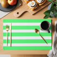 thumbnail image 2 of Green Striped Placemats Set of 6 Modern Simple Monochrome Geometric White Place Mats Indoor Wipeable Table Mats Washable Cloth Dining Table Placemats for Kitchen Holiday Party Home Decor 13x19 Inch, 2 of 9