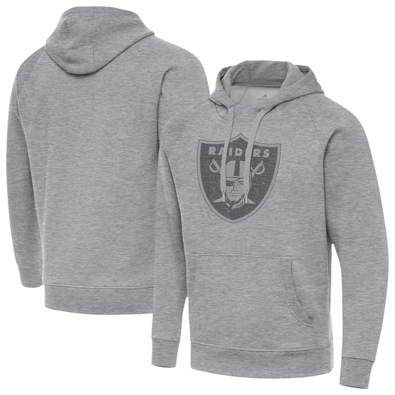 Men's Antigua Heather Gray Las Vegas Raiders Victory Hoodie