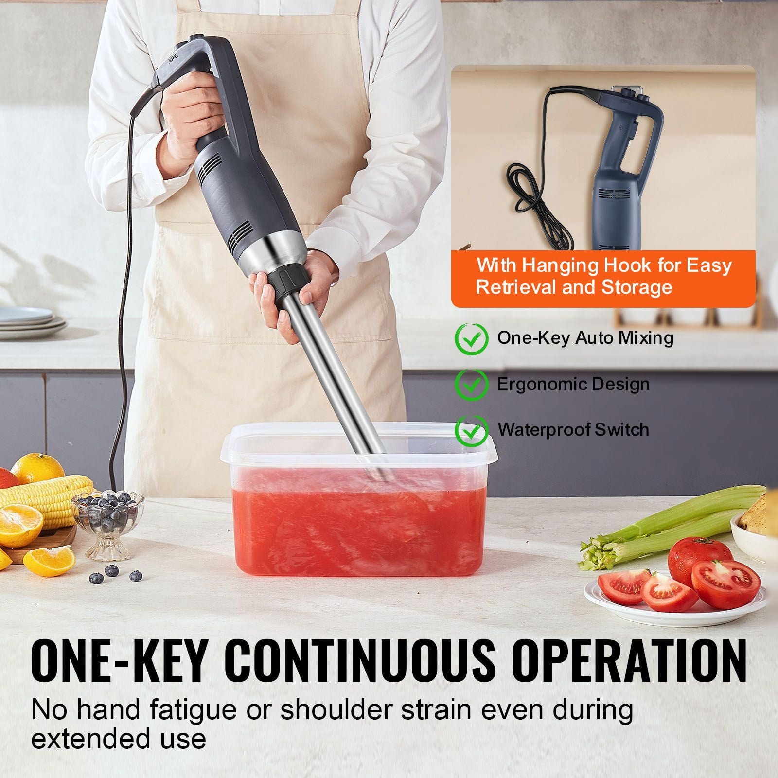 350W Professional Hand Mixer, Immersion Blender for Cooking, Shakes, Baby Food - Commercial Grade & Easy Clean
