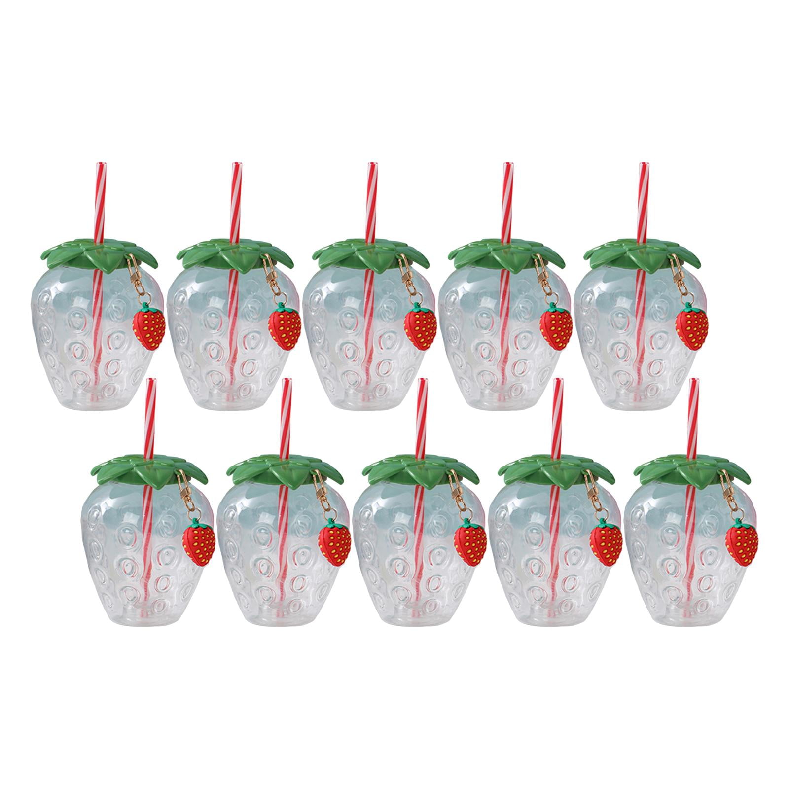 Tachiuwa 10x Strawberry Sippy Cup with Straw for Kids for Hawaiian Household Birthday Clear Keychain
