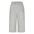 thumbnail image 4 of YUGYXL Stretch Waist Line Pants for Women Drawstring Capri Pants with Pockets with Pockets Summer Lounge Pants Gray M, 4 of 8