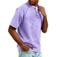 thumbnail image 4 of Mens Distressed Henley Shirts Retro Short Sleeve Cotton Tee Shirts Casual Button Down Washed T-Shirts Light Purple 3XL, 4 of 7