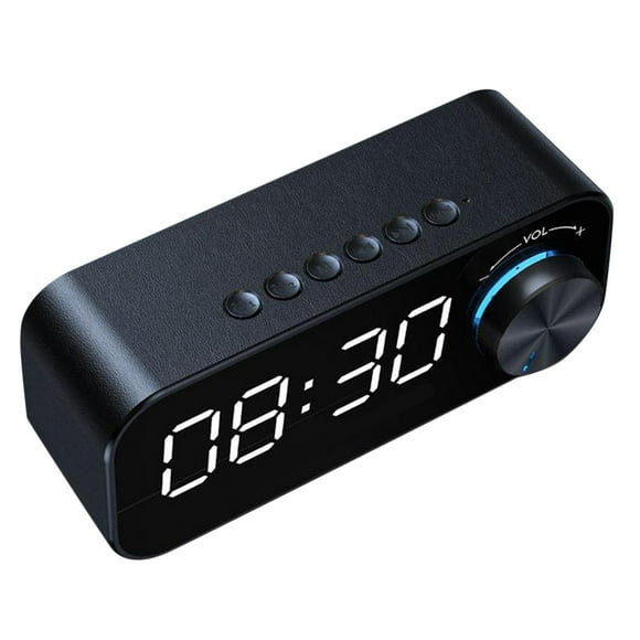 Reloj despertador digital LED Sharplace con altavoz Bluetooth, espejo de viaje portátil Negro