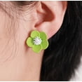 thumbnail image 2 of Classy 3/4" clip on green, white, or pink multi colored flower earrings, 2 of 6
