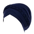 thumbnail image 2 of MSJUHEG Braid Turban Cap Twisted Braid Hat Braid Head Wrap for Women Hat Solid One Tail Chemo Beanie Scarf Turban Wrap Cap Hats for Women Fascinators Hats for Women Polyester 1PC Hat Navy One Size, 2 of 3