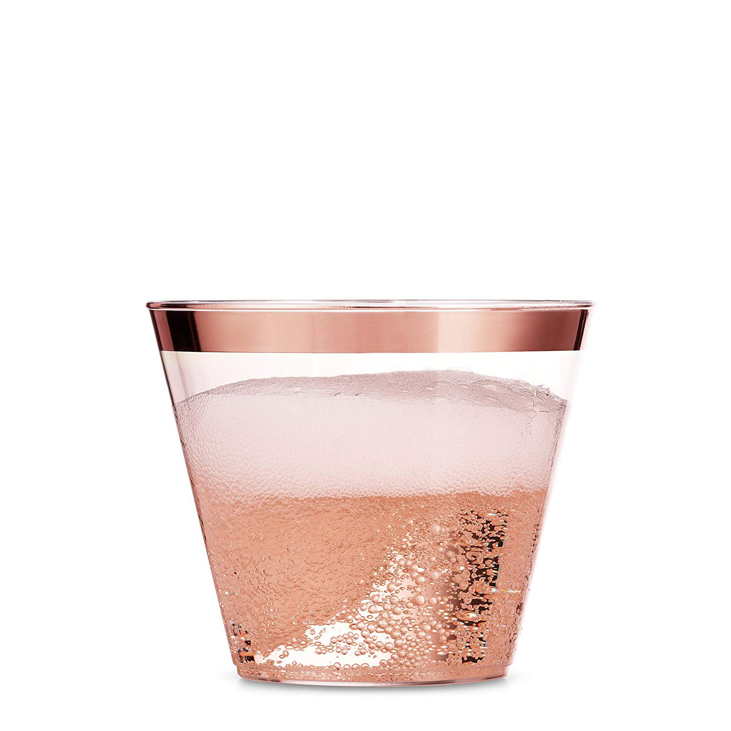 50 Pieces Rose Gold Plastic Cups 12 Oz Clear Rose Gold Rimmed Tumblers Elegant Party Cups Fancy Wedding Cups 
