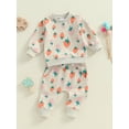 thumbnail image 6 of Aojekbee Baby Girls 2-piece Outfit, Strawberry Print Long Sleeve Crew Neck Sweatshirt with Elastic Waist Sweatpants Fall Clothes, 6 of 10