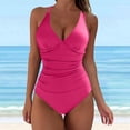 thumbnail image 2 of AOMPMSDX Women 1 Piece Swimwear Sexy Swimsuit Push Up High Waisted Bathing Suit Training Swimwear Bathing Sport Control Swimsuit Swimwear Hot Pink XXL, 2 of 4