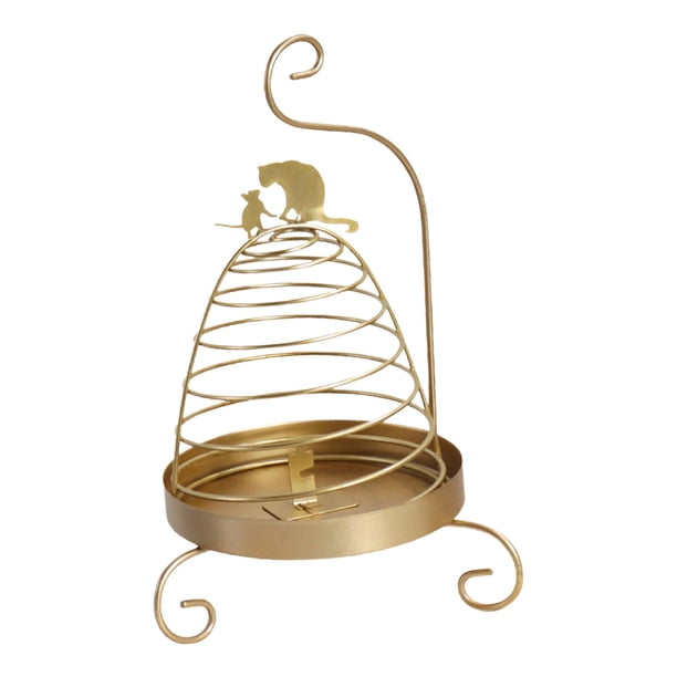 Soporte para incienso en espiral sencillo, soporte para incienso con asa Gato encantador dorado