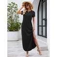 thumbnail image 3 of Chiclily Women's Summer Maxi Dress Loose Short Sleeve T-Shirt Long Dress Casual Side Split Sundress with Pockets, S-2XL, 3 of 9