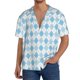 thumbnail image 1 of Fotbe Blue and White Squares Camisa Estampada de Manga Corta para Hombre, Casual de Verano, Estilo Playero, Sin Arrugas-3X-Large, 1 of 5