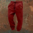 thumbnail image 2 of Men Waffle Jogger Pants Drawstring Elastic Waist Sweatpants with Pocket,Casual Comfy Home Outdoor or Sports Daily Wear,Red,L, 2 of 9
