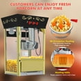 thumbnail image 6 of QEEKA 12Oz Popcorn Machine with Cart,Movie Theater Popcorn Poppers with Stainless Steel Kettle,Tempered Glass，8" Shelf,Vintage Red Design for Parties and Concession Stands,Black-Golden, 6 of 10