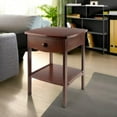 thumbnail image 2 of 22 x 18 x 18-Inch Wood Curved End Table/Night Stand With One Drawer, Brown, 2 of 5
