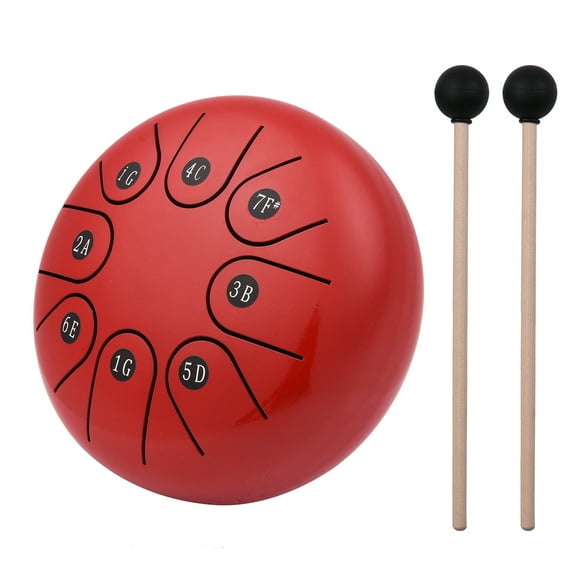 Labymos 6-inch Mini 8-Tone Steel Tongue Drum G Key Percussion Instrument Hand Pan Drum with Drum Mallets Carry Pouch Music Book
