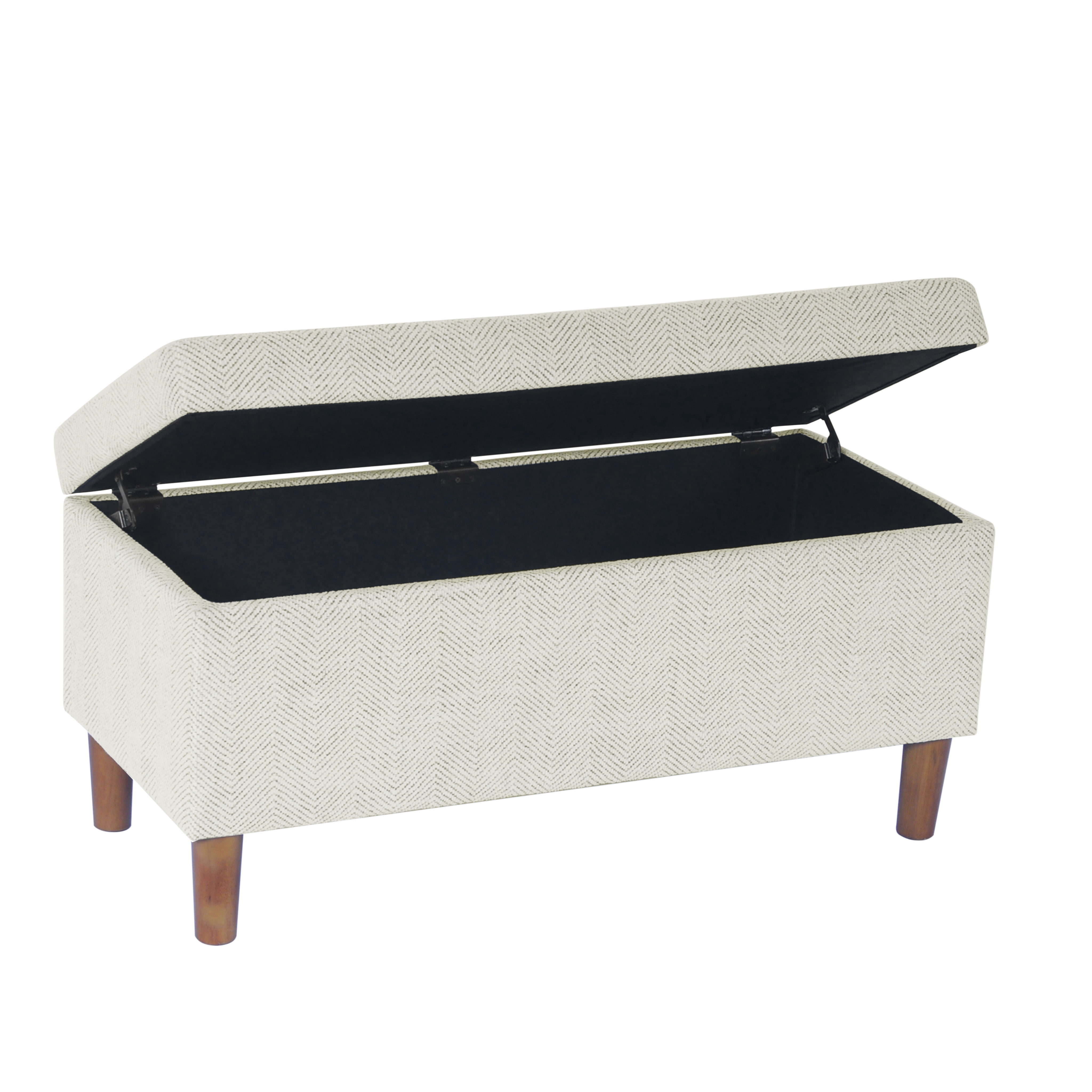 HomePop Malmo Storage Bench, 36"W x 16"D x 17.5"H, Cream Woven Chevron Pattern