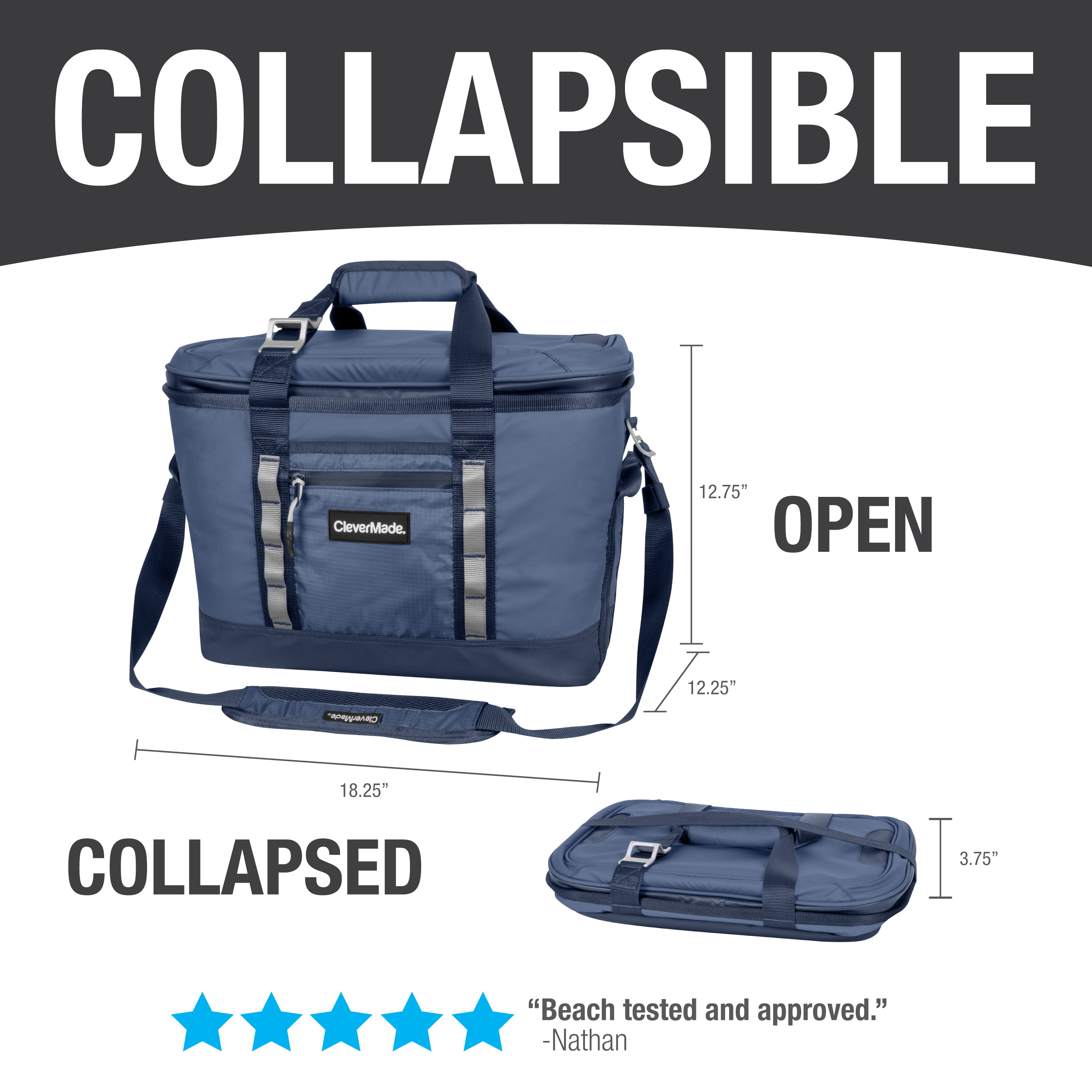 CleverMade Maverick Collapsible Cooler Bag - 50 Can Insulated 