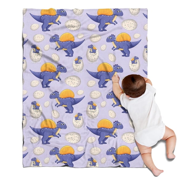 LightPurple Cartoon Dinosaurs Eggs Pattern Blanket,Comfortable Soft Lamb Wool Throw Blanket,All Season,Warm Lightweight Blankets for Sofa Bed Couch Living Room Chair,30"x40"