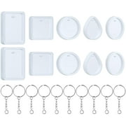 JESOT Silicone Resin Molds, 20 Pcs Silicone Molds for Resin Jewelry Casting Molds with Keychain Rings for DIY Craft Jewelry Making
