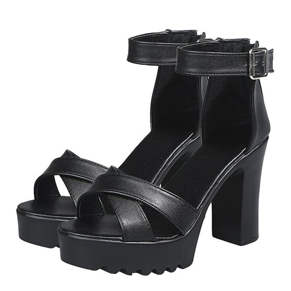 HOMEMAXS  Prom Shoes Chunky Heel Cutout Sandals Safe Walking Women's Woman