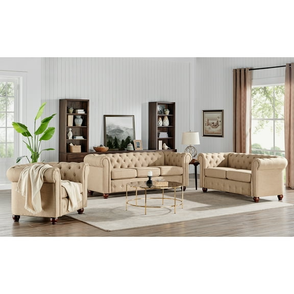 HomeFare Cream Living Room 3pc. Set