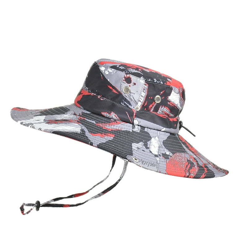 xiuh men mountaineering fishing camouflage hood rope outdoor shade foldable  casual bucket hat fashion hats 2023 red