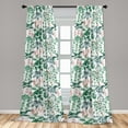 thumbnail image 2 of Tropical Window Curtains, Exotic Jungle Flowers Leaves Watercolor Botanical Art on Plain Back, Lightweight Decor 2-Panel Set with Rod Pocket, Pair of - 28"x84", Fern Green and Pale Pink, by Ambesonne, 2 of 3