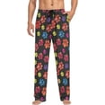 thumbnail image 3 of Men's Pajama Pants with Pockets Sleepwear Lounge Pants Stretch Casual Rainbow Animal Paw Print Black, 3 of 6