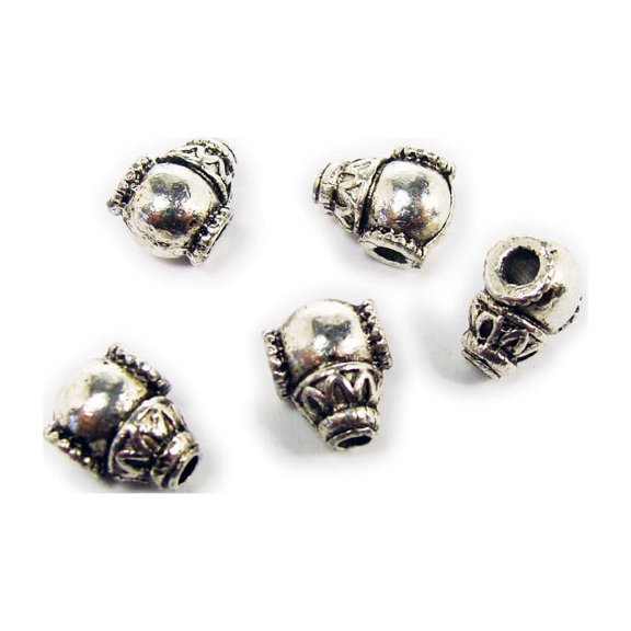 8x10mm Pack Of 10 Bali Style Silver Pewter Circus Cannon Beads For Jewelry Making