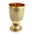 thumbnail image 2 of Pure Brass Glass Tumbler With Embossed Goblet Design Set Of 6 - Gold, 350ml Each | Drinkware & Tableware, Tumbler For Serving & Drinking Water Tableware - Hand Made, Easy To Carry, Easy To Clean, 2 of 5